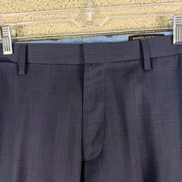 Banana Republic Pants Mens 33 Blue Tailored Slim Fit Dress Trousers Office 34x34 - Picture 5 of 16